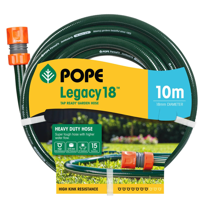 Pope Legacy18 Heavy Duty Garden Hose (18mm) | Fitted