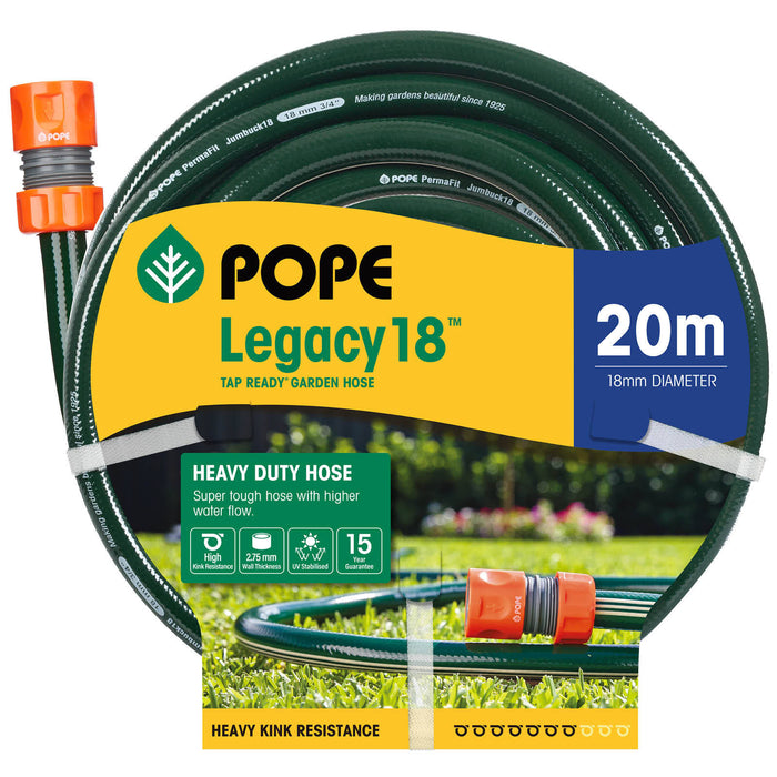 Pope Legacy18 Heavy Duty Garden Hose (18mm) | Fitted
