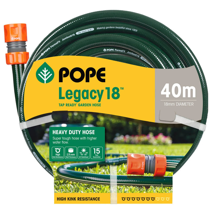 Pope Legacy18 Heavy Duty Garden Hose (18mm) | Fitted