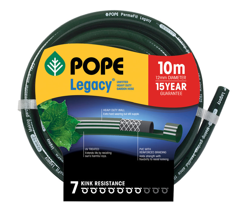 Pope Legacy Heavy Duty Garden Hose (12mm) | 10m | Unfitted