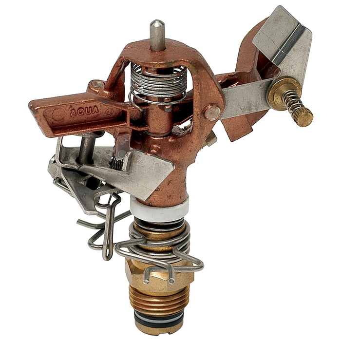 Metal sprinkler valve on a white background