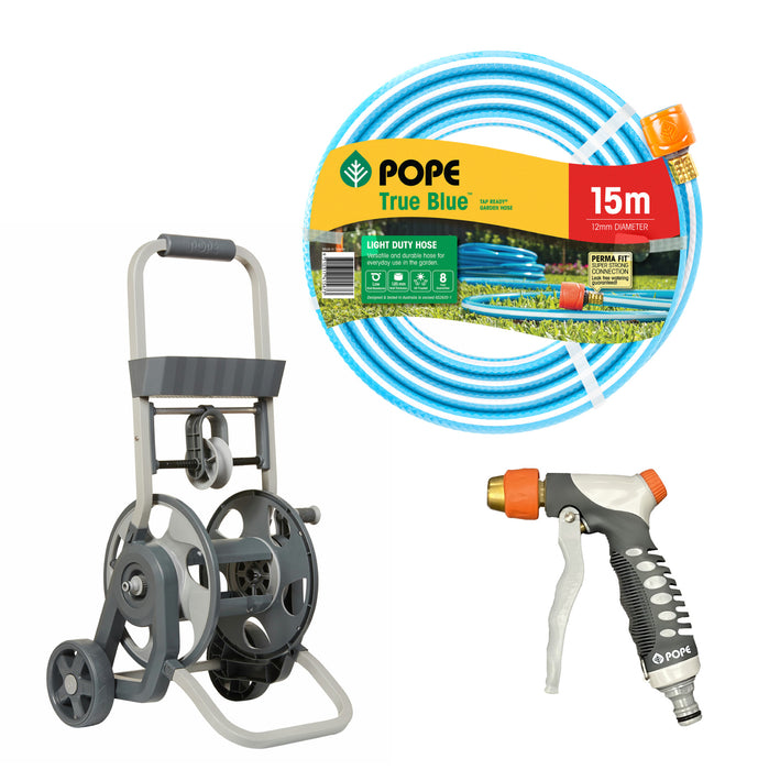 Pope Premium Hose Cart - Bundle with 15m hose  and sprayer