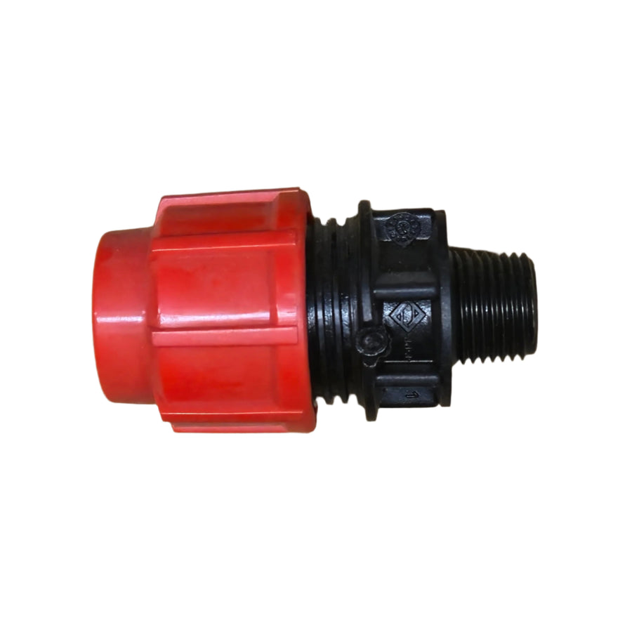 MDPE Male Coupling 20mm X 3/4 inch BSP - Red
