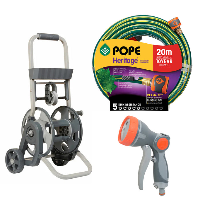 Pope Premium Hose Cart - Bundle with 20m hose  and sprayer