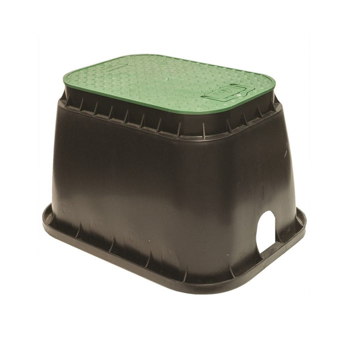 RAIN PZRM-113 Standard Rectangular Valve Box ( 400mm Lid x 330mm Depth
The PZRM-113 Rectangular Standard Valve Box with Black body - Green lid with patented opening handle allows the installer to easily access the solenoid valves and kRAINRAINIrrigation EasyIrrigation Easy