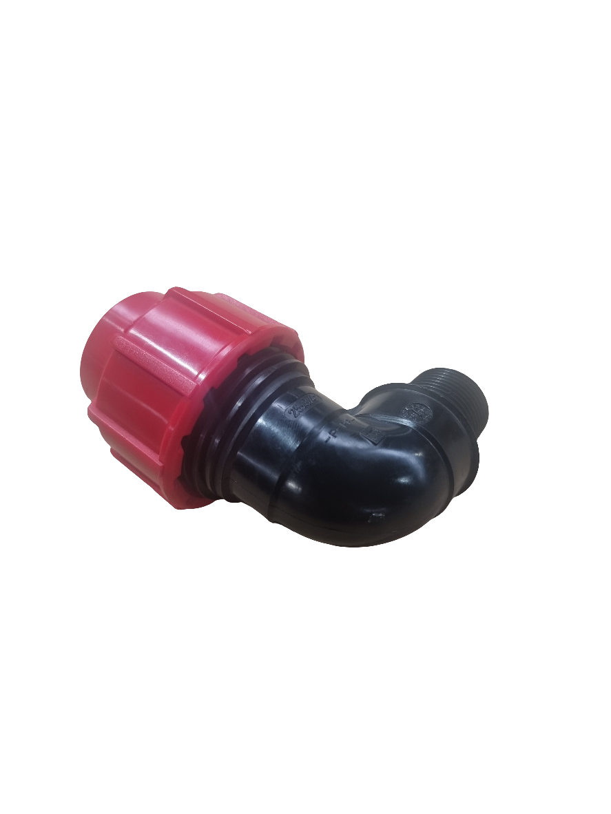 Medium Density Polyethylene 90° Male Elbow BSP - Red