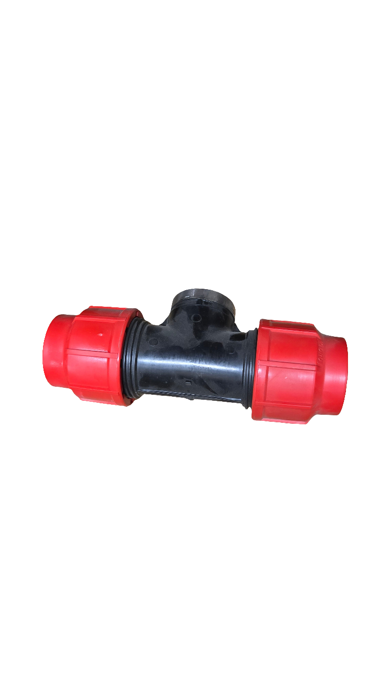 Medium Density Polyethylene Female Thread Tee - Red